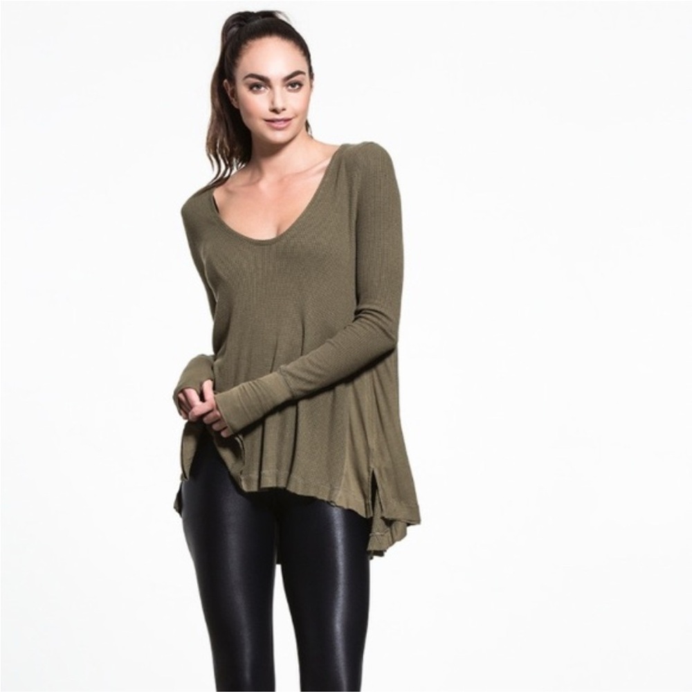 We the Free Malibu Thermal Long Sleeve Top Olive